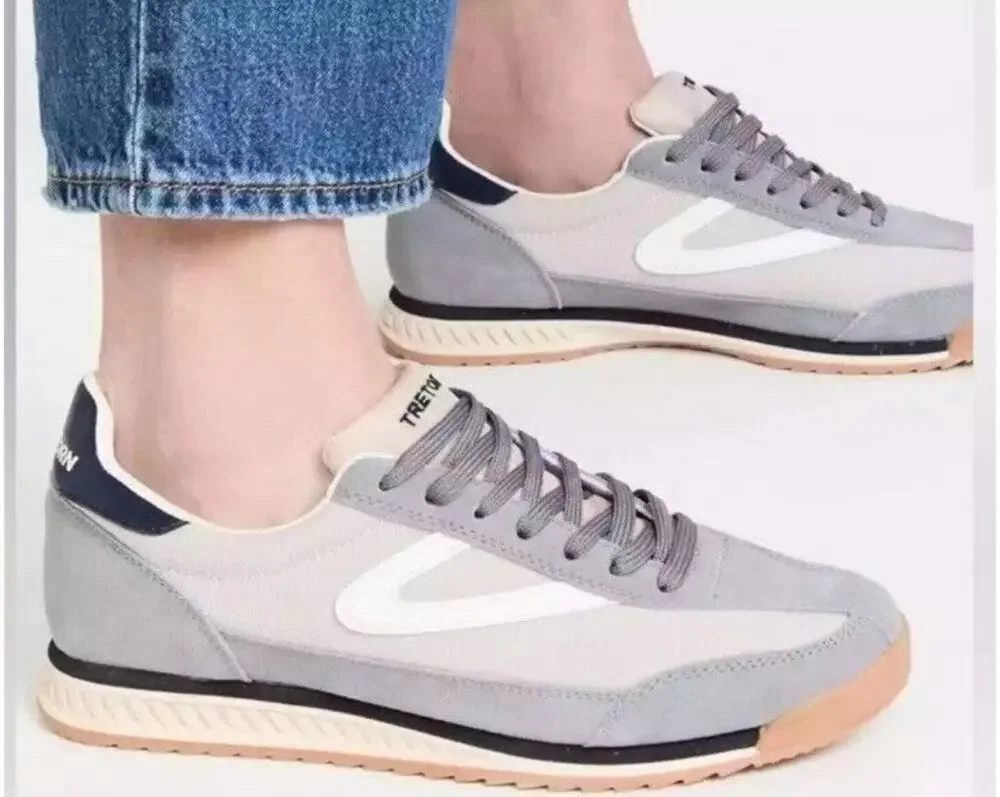 Anthro Tretorn Rawlins 2.0 Sneakers Women's SZ 11 Gray Navy Lace Up Suede